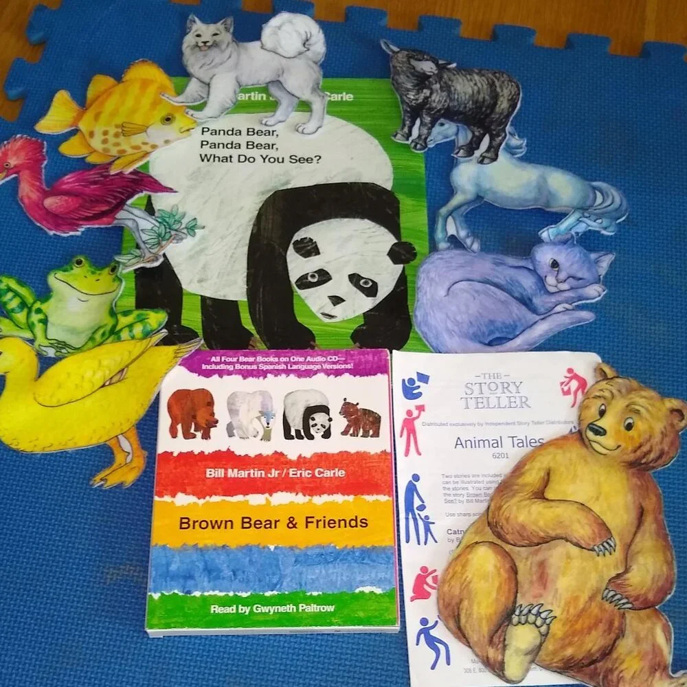 Eric Carle Set: Brown, Panda, Polar Bear HC + Flannel Story + Audio + Puppets